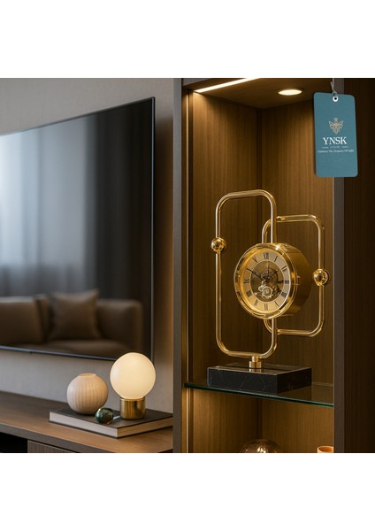 Altın Renk Dekoratif Masa Saati – Siyah Mermer Tabanlı Metal, 30X21 cm fiyatları