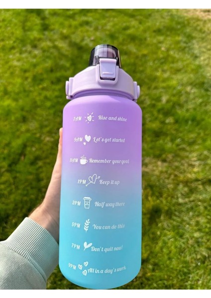 Mor Lüks Matara Suluk - Sızdırmaz Koku Yapmaz Kulplu Pipetli Sporcu Motivasyonel Suluk Matara modelleri