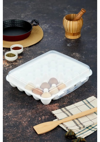 30 Yumurta Kapasiteli Yumurta Saklama Kabı -Kapaklı Pratik Yumurta Saklama Kutusu-Yumurta Organizeri fırsatları