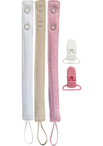 3'lü Pamuk Müslin Bebek Emzik Askısı 2 Plastik Klips Kolay Açılır Emzik Tutacağı /emzik Zinciri fiyatları