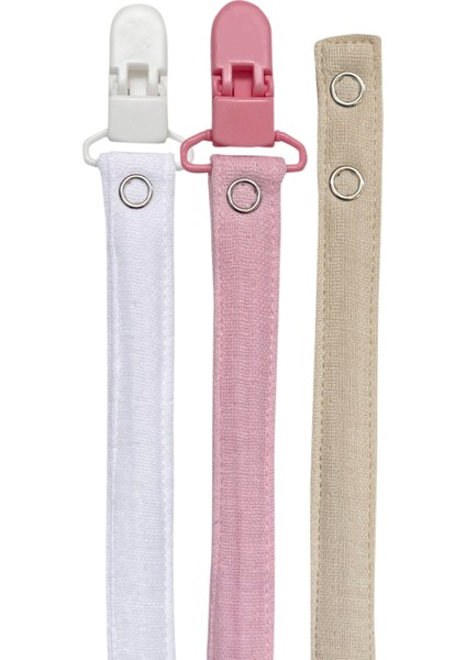 3'lü Pamuk Müslin Bebek Emzik Askısı 2 Plastik Klips Kolay Açılır Emzik Tutacağı /emzik Zinciri modelleri