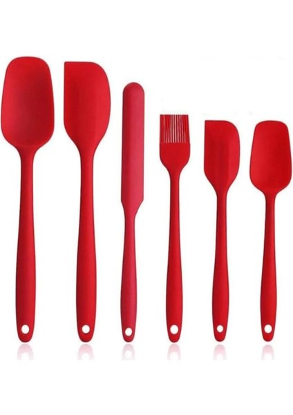 6 Lı Set Yanmaz Yapışmaz Mutfak Pasta Slikon Yumurta Fırçası Kaşık Bıçak Spatula Seti