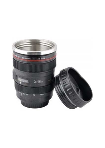 Kamera Lens Görünümlü Çelik Termos Kupa Bardak