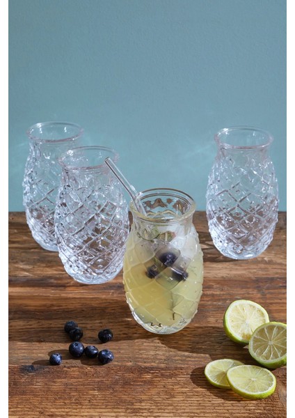 1 Adet Ananas Cam Kokteyl Sunum Bardağı Cam Pipetli Kahve Soğuk Içecek Bardak fırsatları