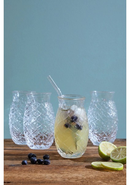 1 Adet Ananas Cam Kokteyl Sunum Bardağı Cam Pipetli Kahve Soğuk Içecek Bardak indirimleri