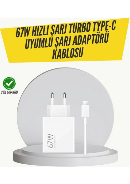 67W Turbo Hızlı Şarj Adaptörü ve Type-C Kablo Güvenli Şarj Teknolojisi