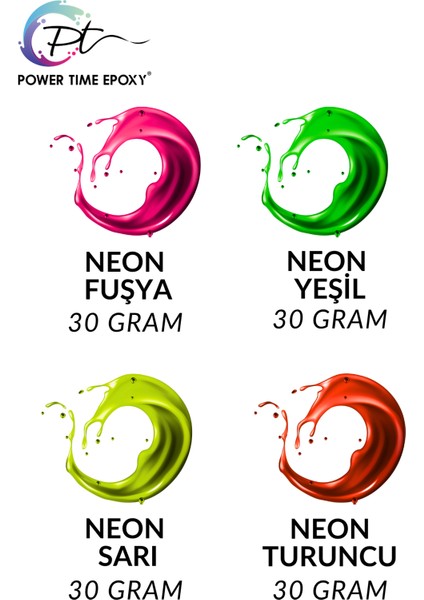 Neon Sıvı Pigment Boya Seti Epoksi Için/ 4lü Neon Canlı Renkler/ Fuşya/ Sarı/ Turuncu/ Yeşil fiyatları