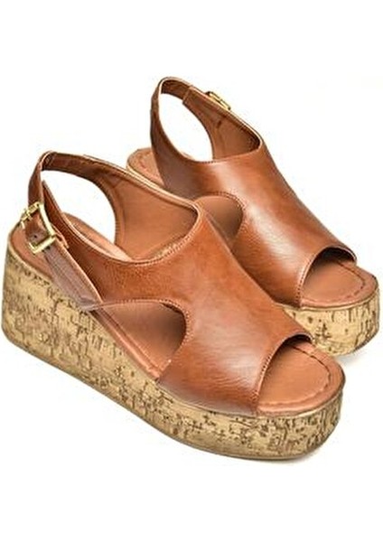 Taba Dolgu Topuklu Kadın Ayakkabı Suni Deri ve Hazır Taban ile Şık Tasarım