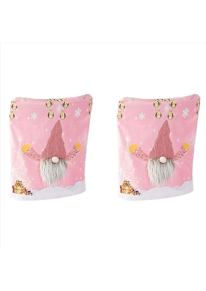 2x Noel Komik Gnome Sandalye Kapakları LED Hafif Karikatür Yüzsüz Santa Pembe Sandalye ile Yemek Dekor-1 Için Slipcover (Yurt Dışından)