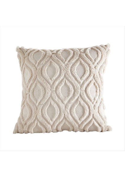 Yumuşak Peluş Kısa Velvet Dekoratif Yastık Kapakları Yastık Kapakları Boho Nötr Yastık Kabuğu Kanepe Yatak Odası Bej (Yurt Dışından)