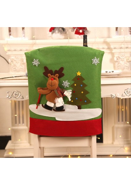 2pcs Noel Sandalye Kapağı Slipcovers Dekorasyon Streç Sandalye Arka Arkaya Tatil Sandalye Arka Kapakları Noel (Yurt Dışından)
