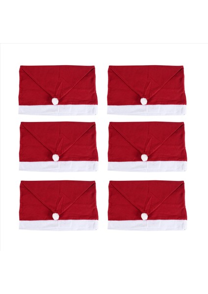 6 Adet Noel Sandalye Kapakları Santa Şapka Sandalye Kapakları Yemek Odası Tatil Noel Dekorasyonları Kırmızı (Yurt Dışından)