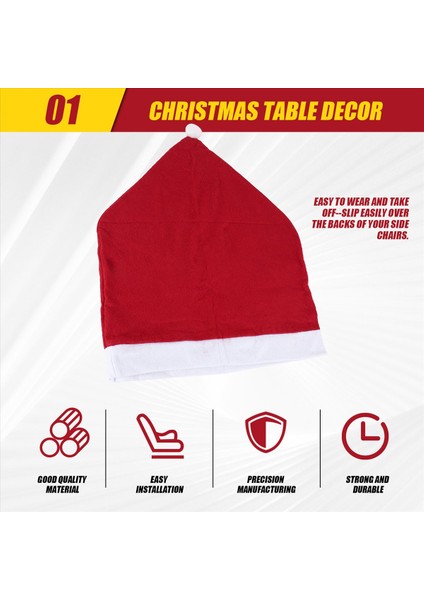 6 Adet Noel Sandalye Kapakları Santa Şapka Sandalye Kapakları Yemek Odası Tatil Noel Dekorasyonları Kırmızı (Yurt Dışından) fırsatları