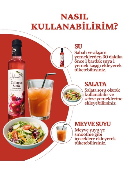 Collagen (Kolajen) Sirke Doğal Fermantasyon 500 ml - Katkısız Içilebilir - Tip 1-3 modelleri