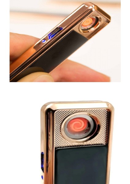 Kızaklı Gold USB Şarjlı Çakmak Alevsiz Elektronik Çakmak Rüzgarda Sönmez Kablo Dahil fiyatları