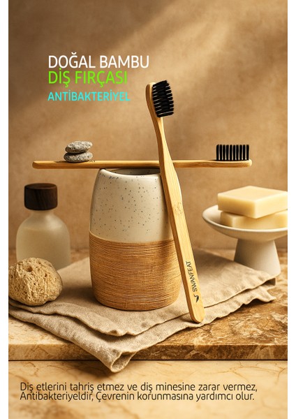 Doğal Bambu Manuel Diş Fırçası Antibakteriyel Yumuşak