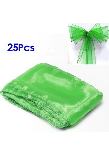 25 Yeşil Organza Sandalye Kapak Kanatları Düğün Doğum Günü Dekoru Için Yay (Yurt Dışından)