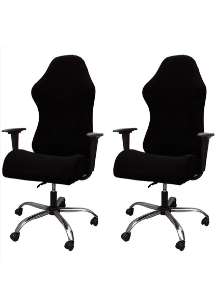 2x Elastik Elektrik Oyun Sandalye Ev Ofisi Internet Kafe Dönen Koltuk Kökeni Streç Sandalye Kılıfları (Siyah) (Yurt Dışından)