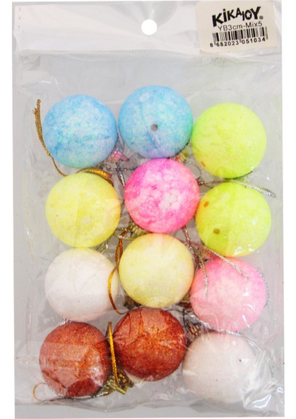 3 cm Asorti Ağaç Süsleme Topları 12LI modelleri