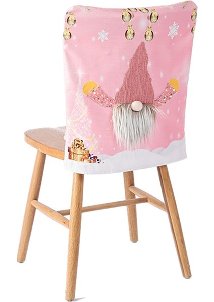 Noel Komik Gnome Sandalye Kapakları LED Hafif Karikatür Yüzsüz Santa Pembe Sandalye Geri Slipcover Yemek Dekor-1 (Yurt Dışından)