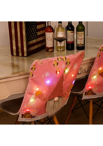 Noel Komik Gnome Sandalye Kapakları LED Hafif Karikatür Yüzsüz Santa Pembe Sandalye Geri Slipcover Yemek Dekor-1 (Yurt Dışından) fiyatları
