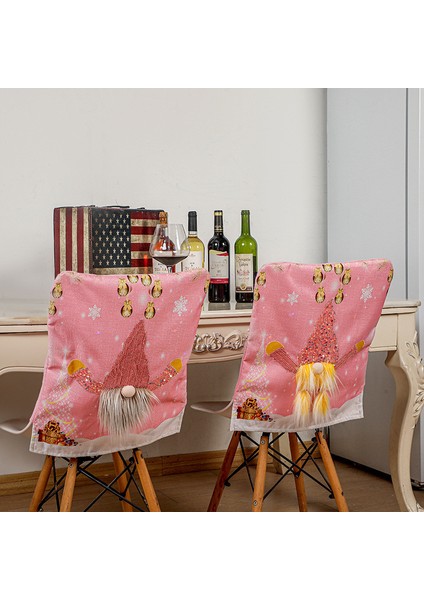 Noel Komik Gnome Sandalye Kapakları LED Hafif Karikatür Yüzsüz Santa Pembe Sandalye Geri Slipcover Yemek Dekor-1 (Yurt Dışından) modelleri