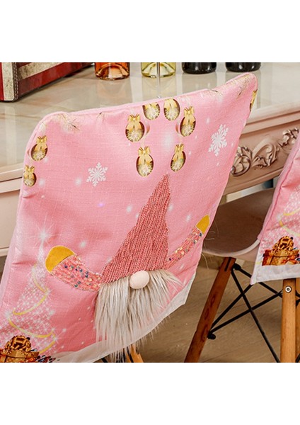 Noel Komik Gnome Sandalye Kapakları LED Hafif Karikatür Yüzsüz Santa Pembe Sandalye Geri Slipcover Yemek Dekor-1 (Yurt Dışından) indirimleri