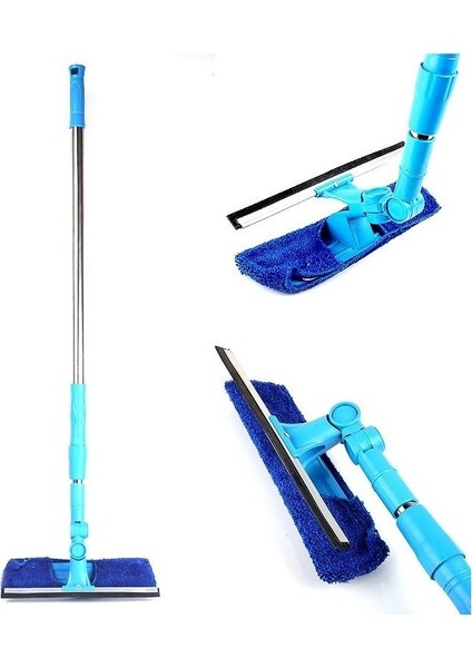 Cam Silme Aparatı - Teleskopik Çekçekli Mikrofiberli - Dev Boy