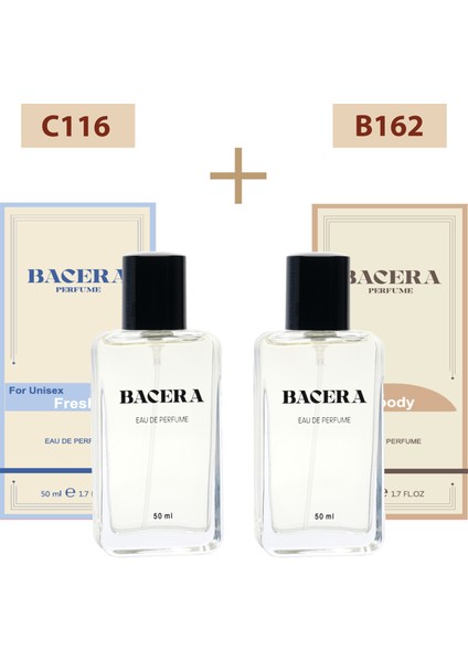 Bacera C116 Fresh Unisex Parfüm 50ML Edp B162 Woody Erkek Parfüm 50ML Edp