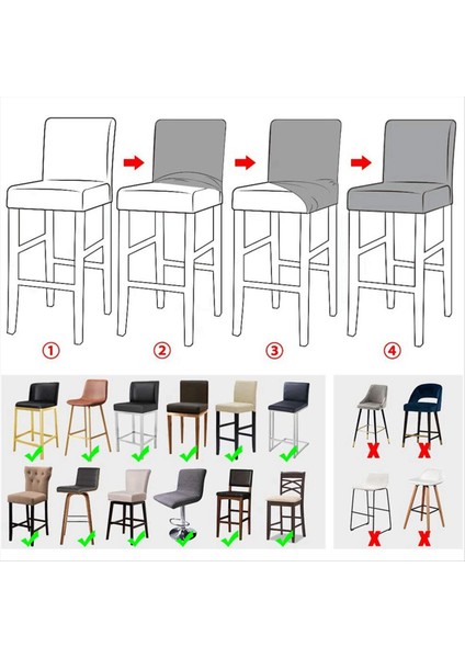 4x Yeniden Kullanılabilir Pub Sayacı Tabure Sandalyesi Kapaklar Slipcover Streç Çıkarılabilir Yıkanabilir Yemek Odası Sandalye Kapakları Siyah (Yurt Dışından) fiyatları