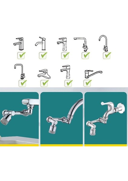1080 Derece Dönebilen Robotik Kol Musluk Başlığı - Musluk Uzatma Aparatı Ucu indirimleri