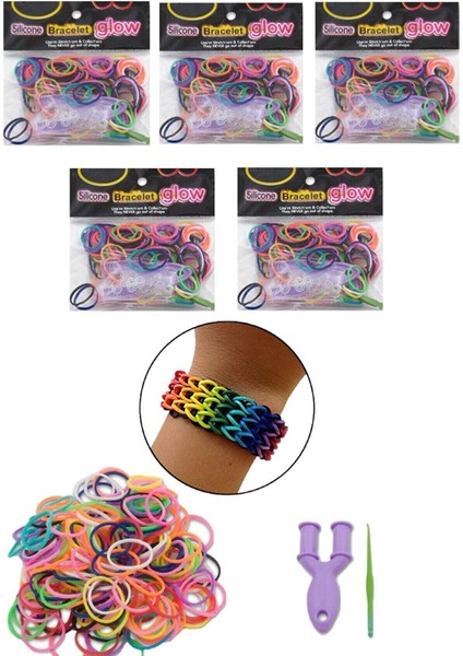 4 Lü Yedek Poşet Bileklik Takı Yapma Seti ve Örgü Yapma Seti Loom