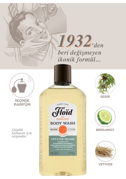 Vetyver Splash Vücut Yıkama Tüm Saçlar İçin Esneklik Kazandırıcı 500 ml Parabensiz