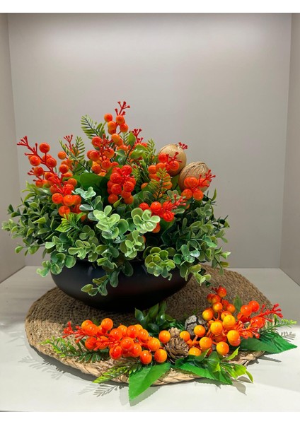 Kokinalı Yassı Vazo Supla Hediyeli/turuncu