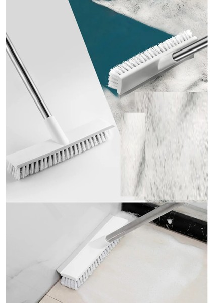 Sert Kıllı Çekçekli Fayans Halı Fırçası Uzun Saplı Temizlik Fırçası