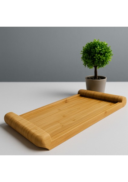 Doğal Bambu Sunum Tepsisi – Servis Tabağı, Çok Amaçlı Ahşap Tepsi (28x13 cm)