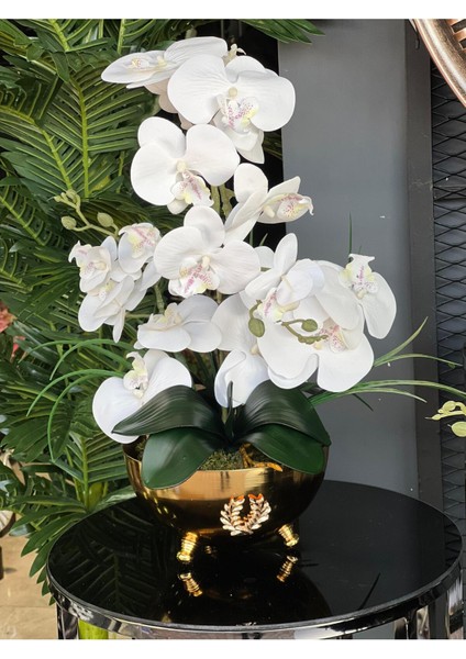 Yapay Orkideli Armalı Gold Vazo fiyatları