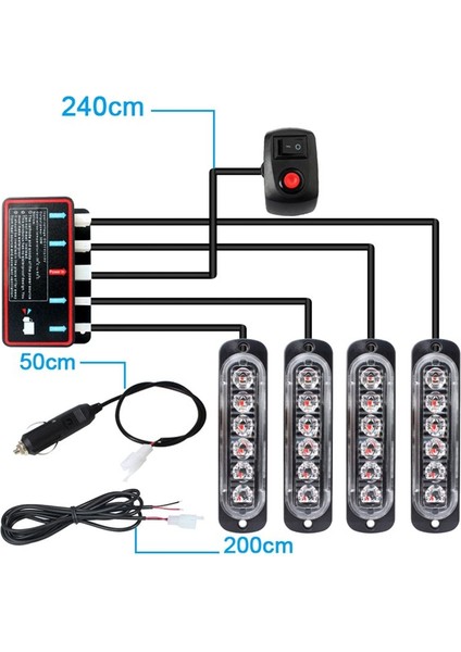 Araba Kablosuz Uzaktan Kumanda 12V Bir Tow Dört Ağ Yanıp Sönen Işıklar 24LED Yüksek Güçlü Acil Durum Işıkları B (Yurt Dışından) modelleri