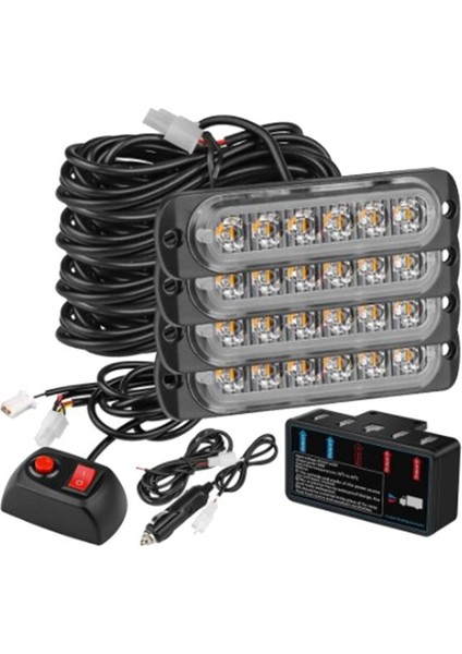 Araba Kablosuz Uzaktan Kumanda 12V Bir Tow Dört Ağ Yanıp Sönen Işıklar 24LED Yüksek Güçlü Acil Durum Işıkları C (Yurt Dışından) fırsatları