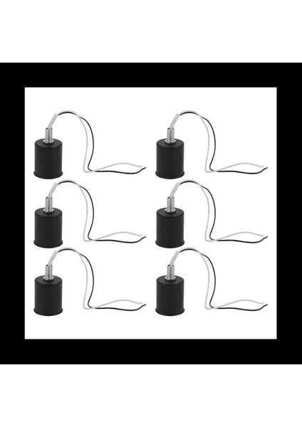 6x E27 Seramik Vidalı Taban Yuvarlak LED Ampul Lamba Soket Tutucu Adaptörü Metal Lamba Tutucu Telli Siyah (Yurt Dışından)