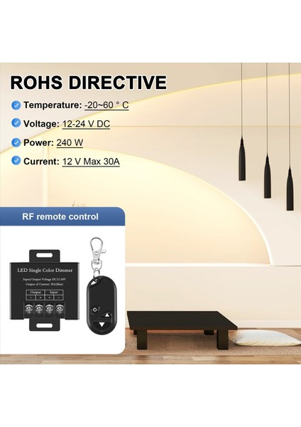 30A Tek Renkli 3 Kablosuz Rf Uzaktan Kumanda ile Tek Kanallı LED Dimmer Denetleyicisi 5050 3528 LED Striplight (Yurt Dışından) fırsatları