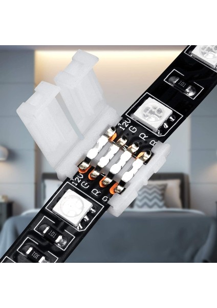 50 Paket 4 Pimli Rgb LED Işık Şerit Konektörleri 8mm Boşluksuz Lehimsiz Adaptör Terminal Uzantısı Smd 3528 LED Şerit (Yurt Dışından) fiyatları