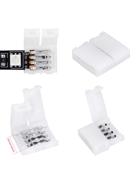 50 Paket 4 Pimli Rgb LED Işık Şerit Konektörleri 8mm Boşluksuz Lehimsiz Adaptör Terminal Uzantısı Smd 3528 LED Şerit (Yurt Dışından) fırsatları