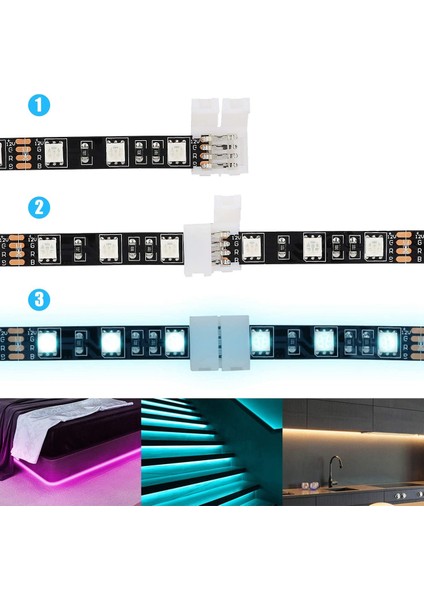 50 Paket 4 Pimli Rgb LED Işık Şerit Konektörleri 8mm Boşluksuz Lehimsiz Adaptör Terminal Uzantısı Smd 3528 LED Şerit (Yurt Dışından) indirimleri