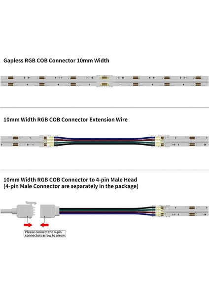 Cob Rgb LED Şerit Işıkları Için 10MM Konektörler 4 Pin Çift Uçlu Uzantı Konektörleri 4 Pinli Fiş 5 5in Uzatma Kablosu (Yurt Dışından) fırsatları