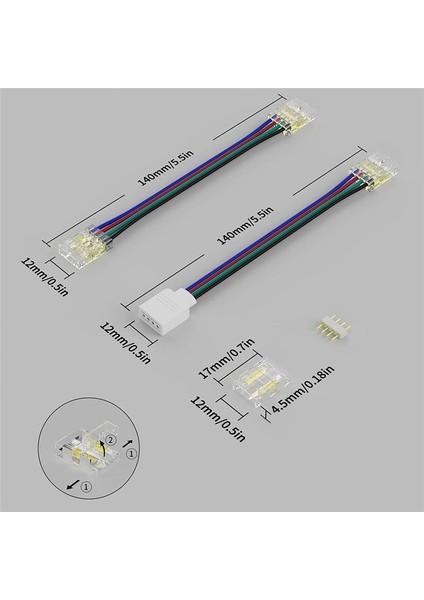Cob Rgb LED Şerit Işıkları Için 10MM Konektörler 4 Pin Çift Uçlu Uzantı Konektörleri 4 Pinli Fiş 5 5in Uzatma Kablosu (Yurt Dışından) indirimleri