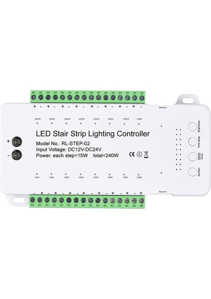 Dimmabable Merdiven LED Denetleyici 16 Kanal Çift Pır Hareket Sensörü Adım Işık Şerit Merdiven Kontrolörü Lamba Şeridi (A) (Yurt Dışından)