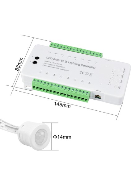 Dimmabable Merdiven LED Denetleyici 16 Kanal Çift Pır Hareket Sensörü Adım Işık Şerit Merdiven Kontrolörü Lamba Şeridi (A) (Yurt Dışından) fırsatları