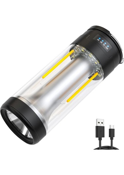 1800MAH Çift Işık Kaynak Kamp Işık Tip-C Şarj Edilebilir Manyetik Eşya El Feneri Hafif Açık Kamp Işık (Yurt Dışından)