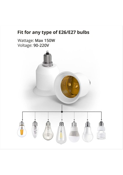 12 Paket E12 Ila E26 Adaptör E12 Işık Soketi Orta Taban E26 E27 Dönüştürücü Işık Soket Adaptörü Avize Soketi (Yurt Dışından) fırsatları